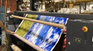 dye-sublimation” where the printing is transferred from paper to fabric with 400° of heat.